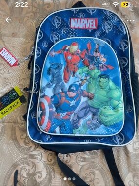Marvel Blue Kids Backpack with Multicolor Avengers Artwork
